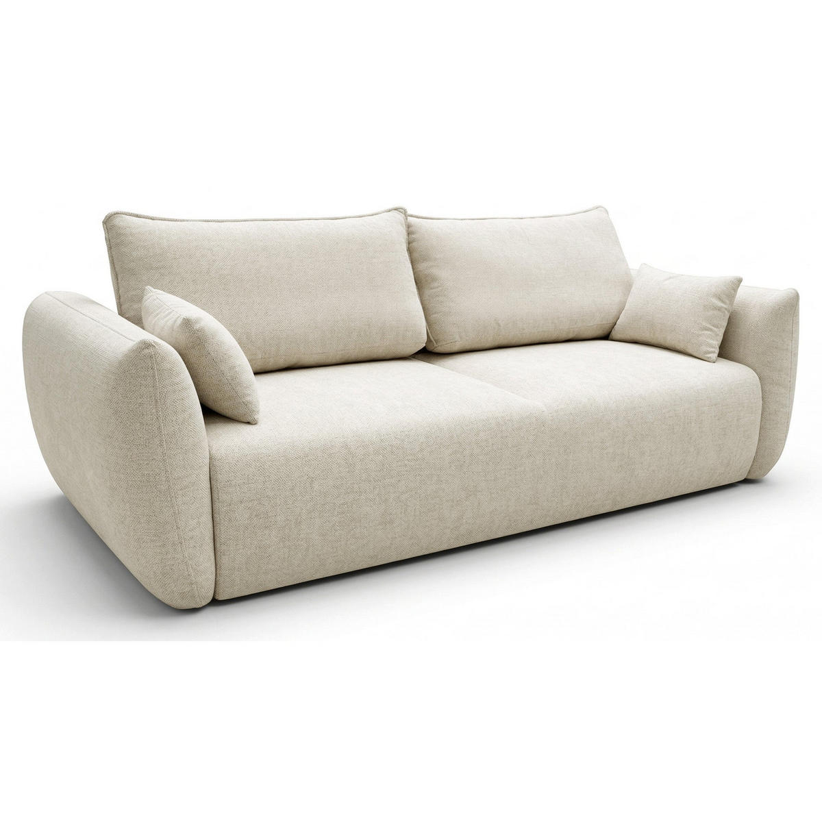 3-SITZER SCHLAFSOFA Zordo Chenille Hellbeige - Ecru/Schwarz, Kunststoff/Textil (238/91/102cm) - Selsey