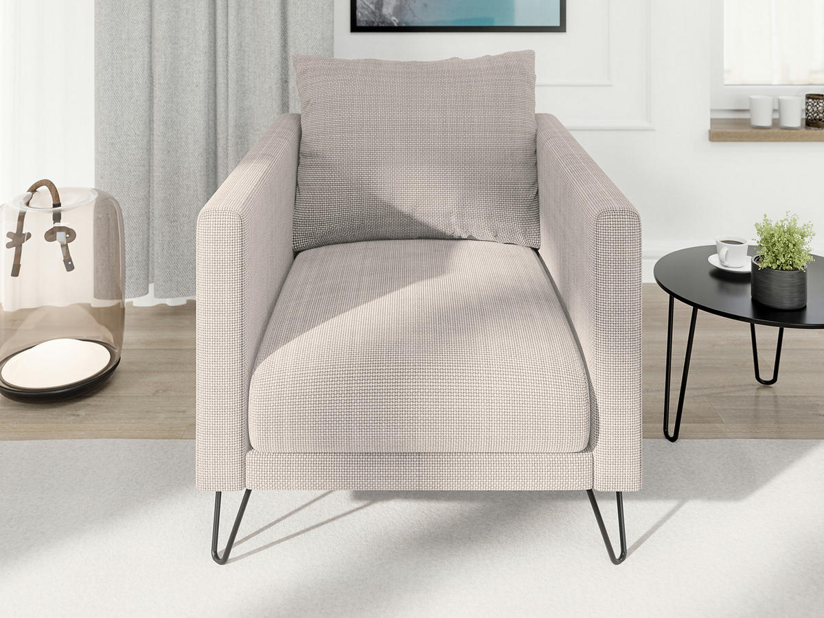 SITZGARNITUR 3+2+1 Harmony Taupe Chenille - Taupe/Schwarz, Holz/Textil (200/85/100cm) - S-Style Möbel
