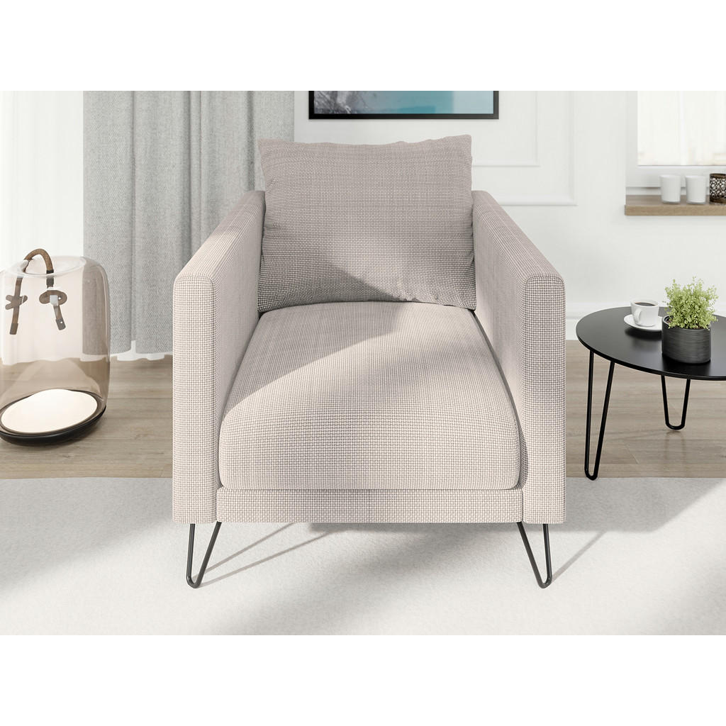 Thumbnail - S-Style Möbel Sessel, Taupe, Textil, Echtholz,Buche, Birke, 1-Sitzer, Füllung: Silikon,Silikon,Polyetherschaumkern, 80x8...