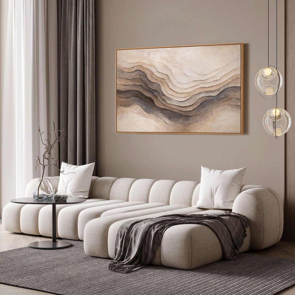 GEMÄLDE Erinnerung der Erde Schattenfugenrahmen Eichefarben 140x100 cm - Eichefarben, Holz (140/100cm) - YS-art gallery