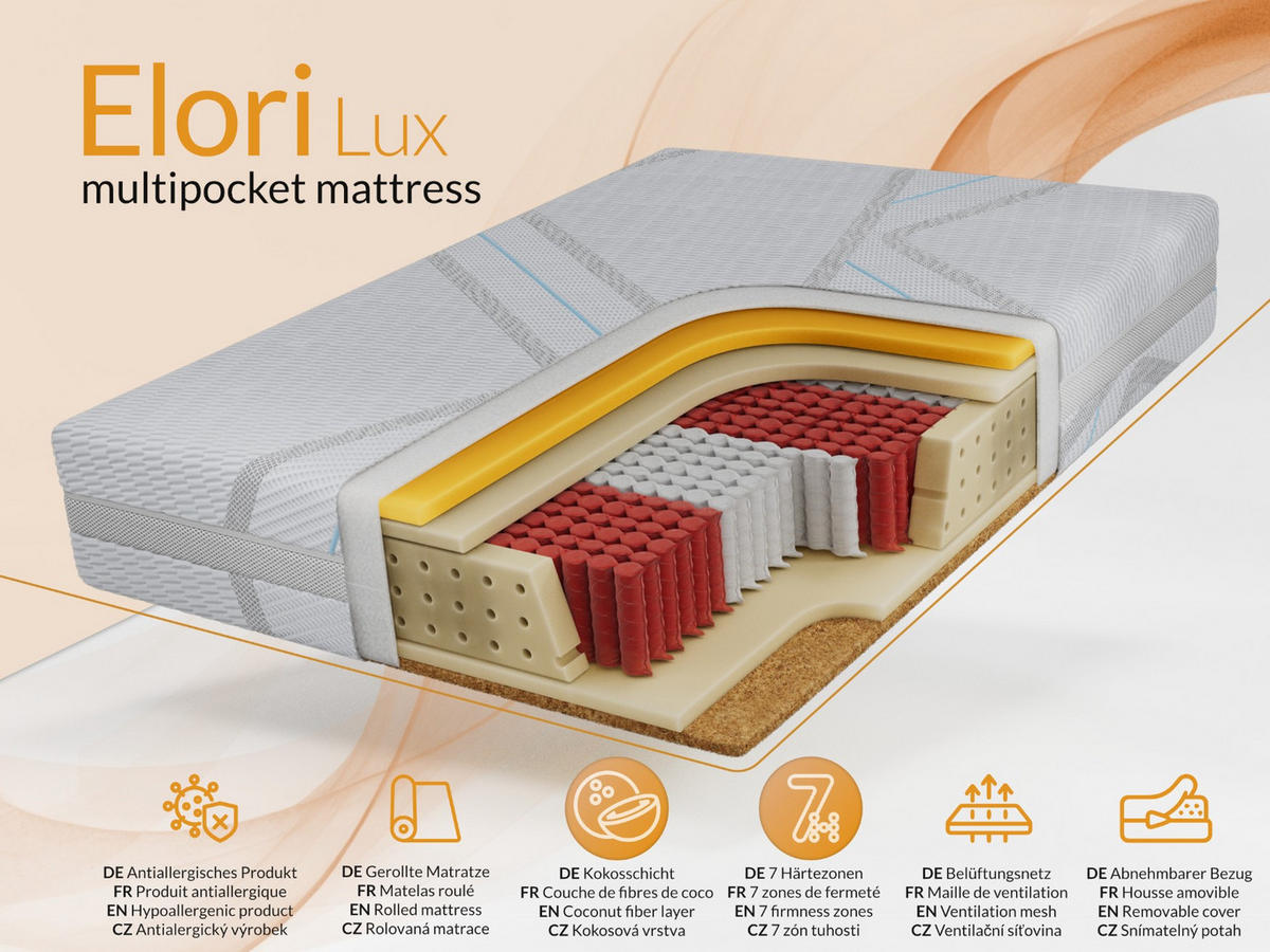 ČALÚNENÁ POSTEĽ ARVO ALTA 90/200 - Béžová Štruktúra - Matrac Multipocket - pravá strana - béžová, textil (90/200cm) - MKS