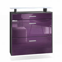 SCHUHSCHRANK Malea Fronten in Brombeer Hochglanz - Brombeere, Holzwerkstoff (89/96/23cm) - Vladon