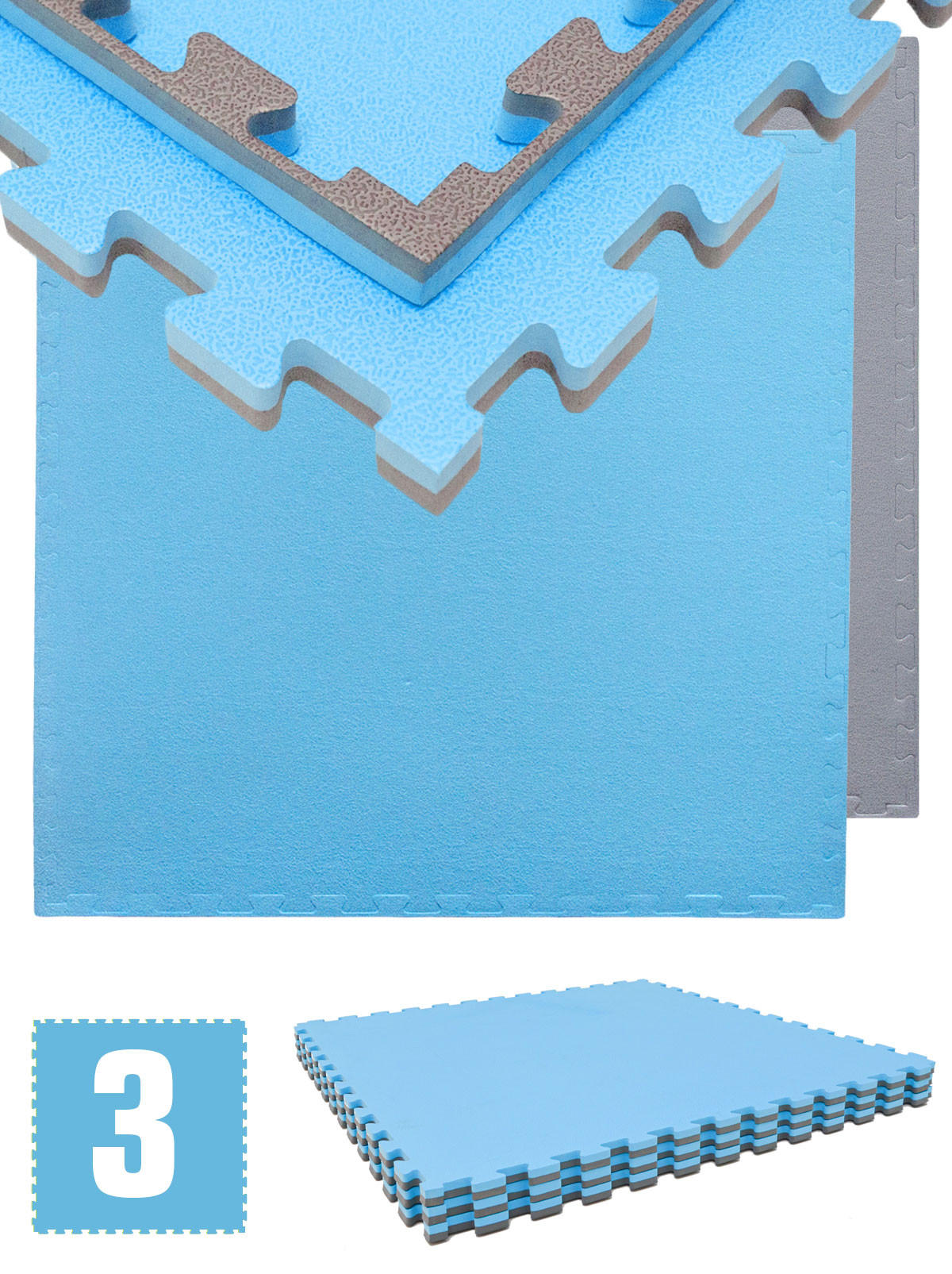 BODENSCHUTZMATTE 90x90x2 cm, Blau, 3er Set - Blau, Kunststoff (90/90/2cm) - eyepower