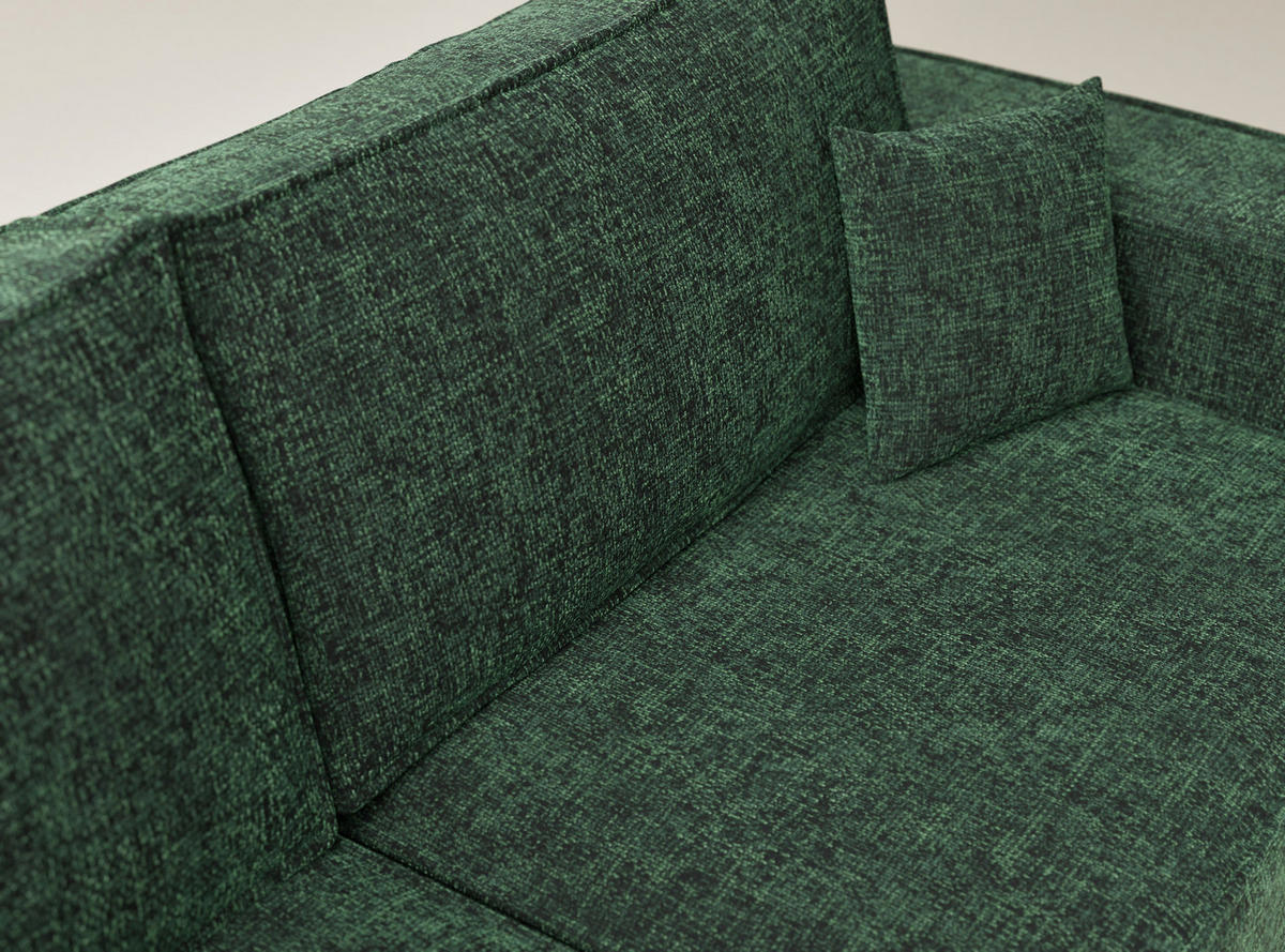 ECKSOFA MIT SCHLAFFUNKTION Tonga Dunkelgrün Chenille-Stoff - Dunkelgrün/Schwarz, Holz/Holzwerkstoff (105/225cm) - Maison de Reve