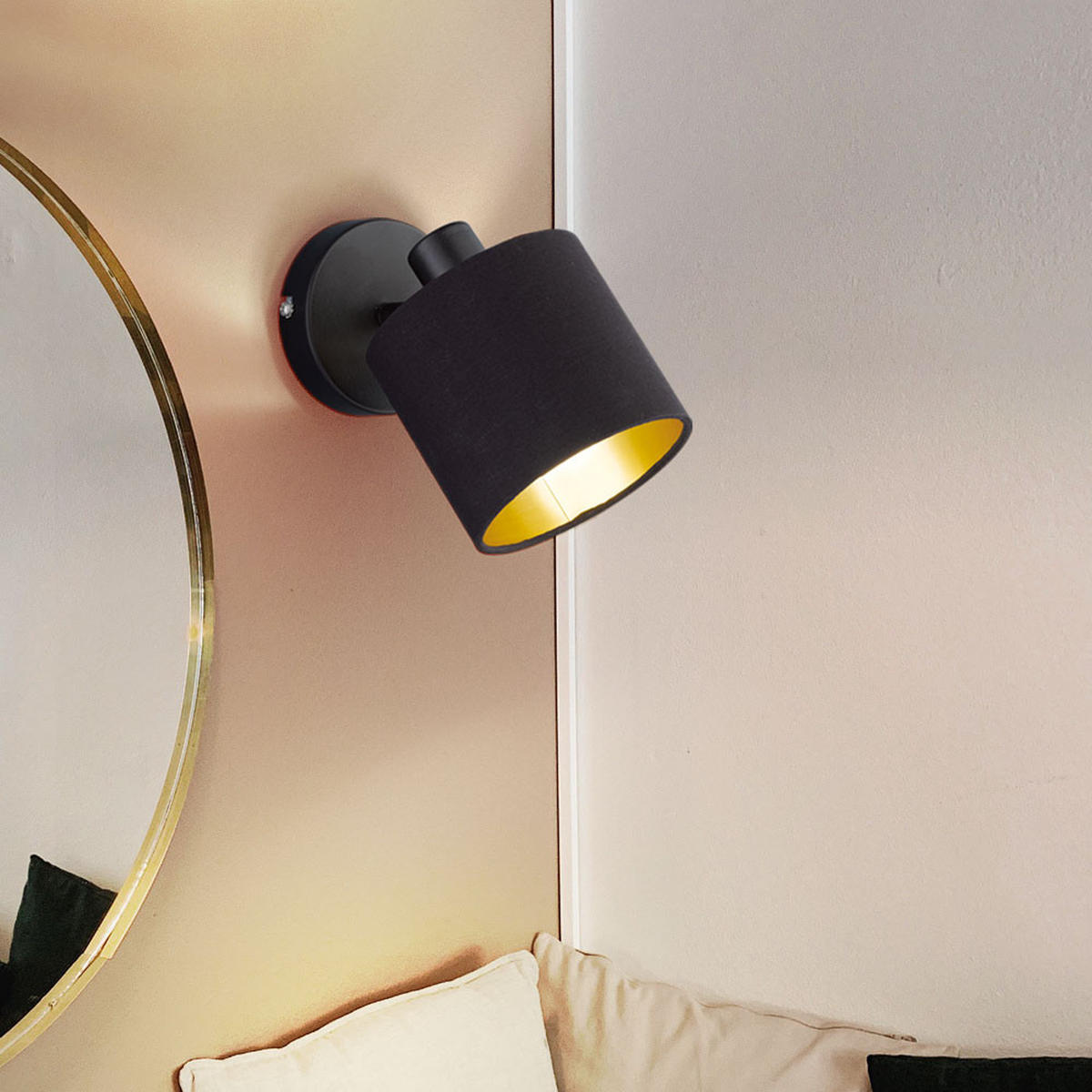 LED WANDLEUCHTE Tommy Schwarz-Gold - Schwarz, Metall (12/19/17.6cm)