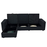 ECKSOFA 245,5/150,5/86,5 cm schwarz aus Polyester mit Stauraum - Schwarz, Kunststoff (245.5/150.5cm) - OKWISH