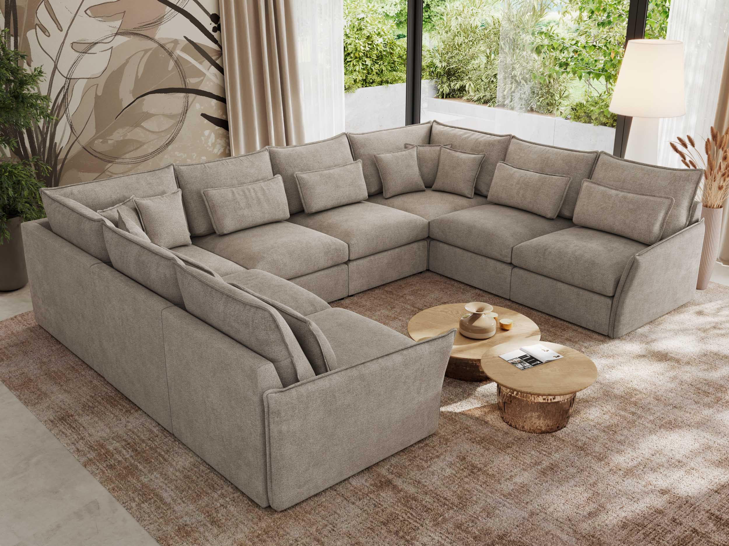 WOHNLANDSCHAFT VERSO U 8M Beige Struktur - Beige/Schwarz, Kunststoff/Textil (362/93/270cm) - MKS