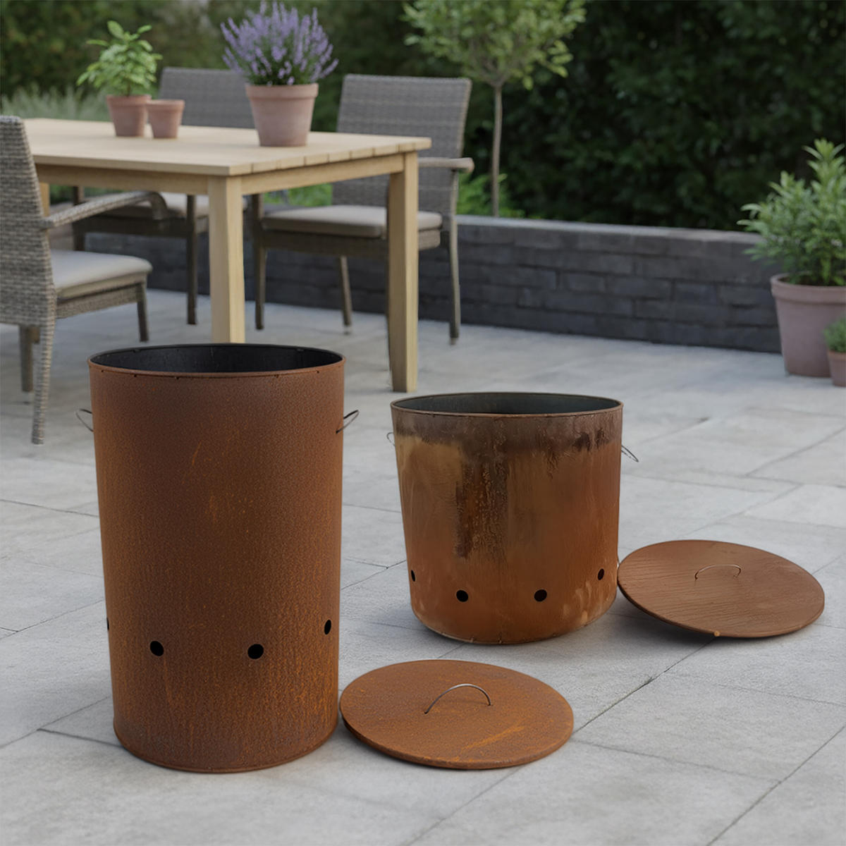 FEUERTONNE - Braun, Metall (38.5/60/38.5cm) - Relaxdays