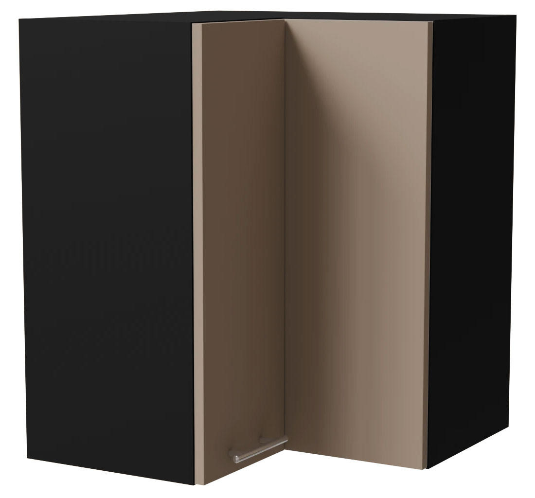 ECKHÄNGESCHRANK Brerra W12/60 Schwarz / RAL 1019 graubeige Matt 60 / 60 / 72cm - Graubraun/Schwarz, Holz/Holzwerkstoff (60/72/60cm) - Feldmann-Wohnen