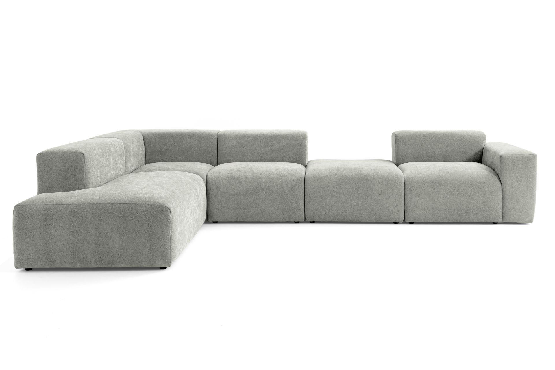 5-SITZER modulares Ecksofa HEAVEN SET 5 Links, Breite 380 cm Webstoff Grau - Schwarz/Grau, Holz/Kunststoff (380/245cm) - Muffo