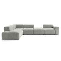 5-SITZER modulares Ecksofa HEAVEN SET 5 Links, Breite 380 cm Webstoff Grau - Schwarz/Grau, Holz/Kunststoff (380/245cm) - Muffo