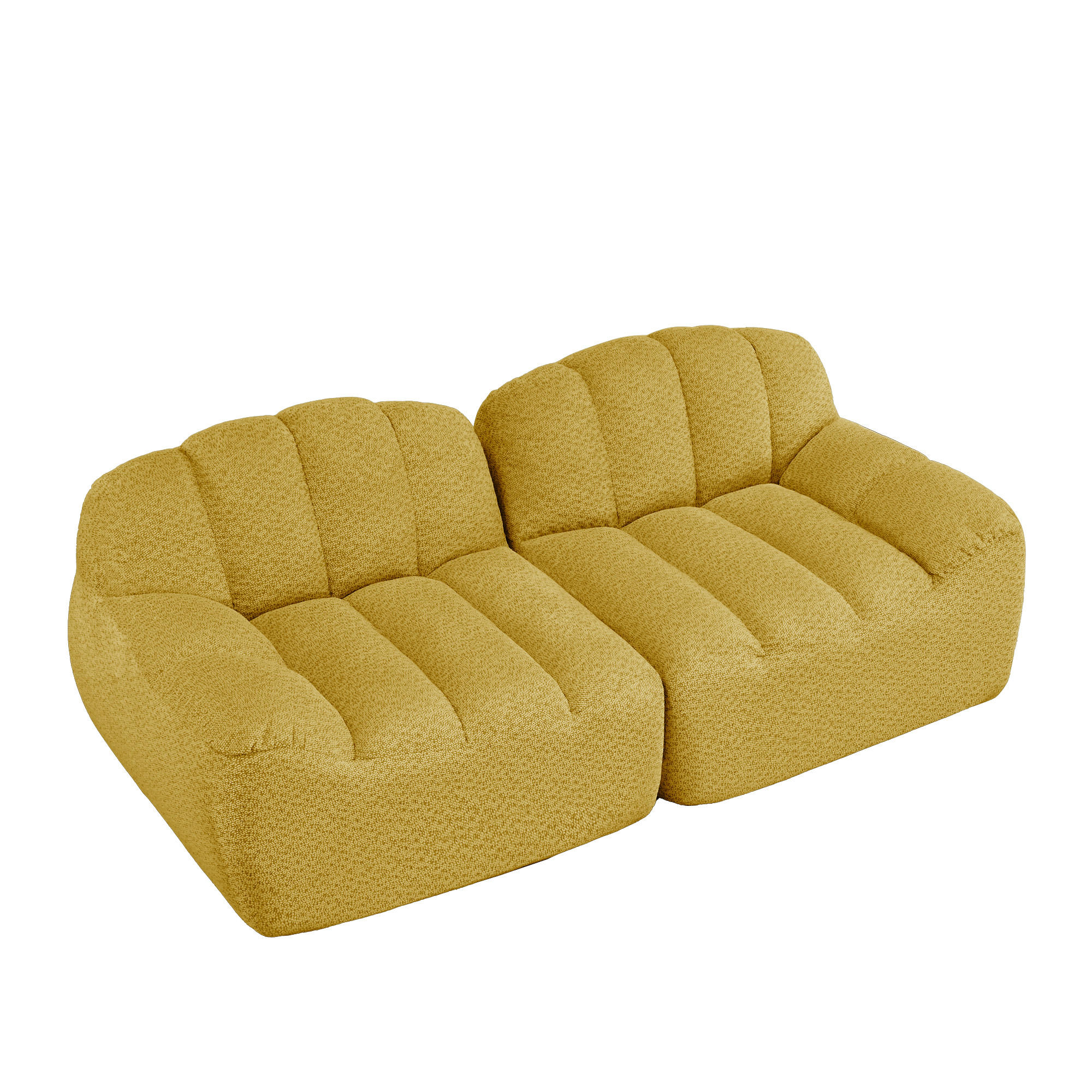 SOFA 210×104×79 cm Granular Fleece rahmenlos modular 2-Sitzer, gelb - Gelb, Textil (104/79/210cm) - Luhomfu