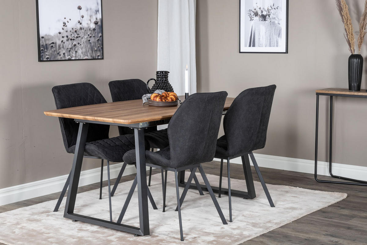 TISCHGRUPPE Schwarz - Schwarz, Holzwerkstoff (85/75/160cm) - ebuy24