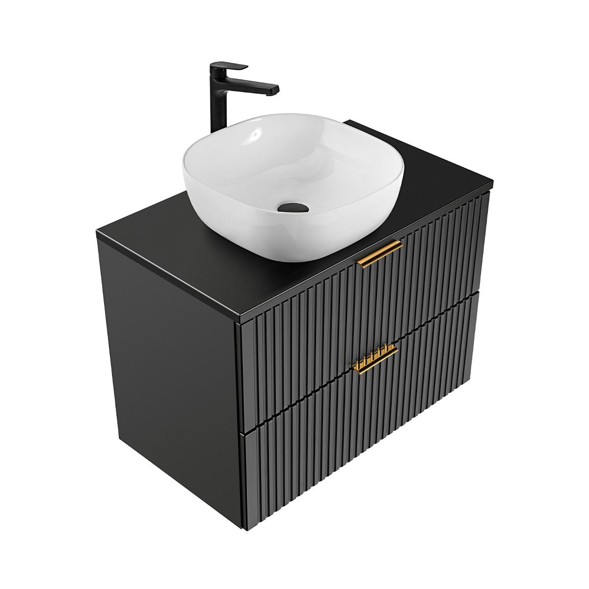 WASCHTISCH 80.6cm Adriel Mattschwarz - Schwarz, Holzwerkstoff (80.6/59/46cm) - Petits-meubles