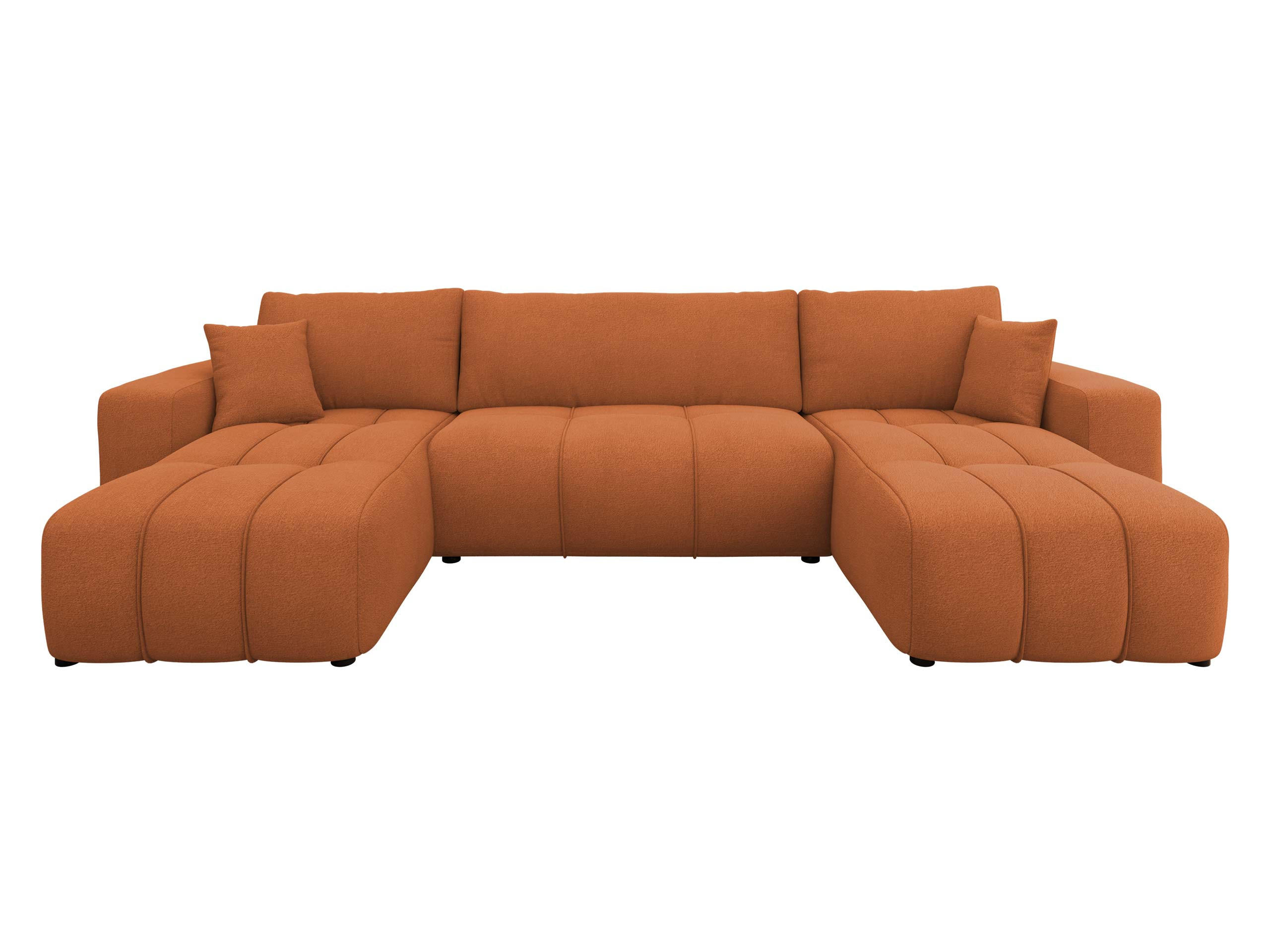 WOHNLANDSCHAFT Furyn U - Schwarz/Orange, Holz/Kunststoff (312/82/145cm) - MIRJAN24