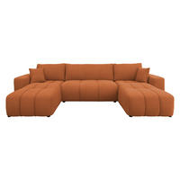 WOHNLANDSCHAFT Furyn U - Schwarz/Orange, Holz/Kunststoff (312/82/145cm) - MIRJAN24