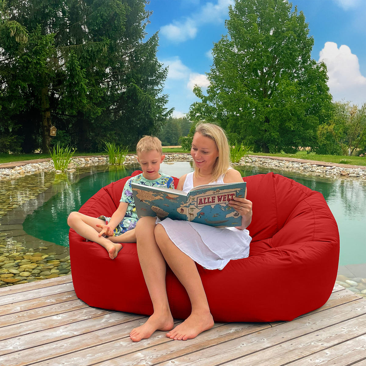 SITZSACK SOFA Lounge rot für Indoor und Outdoor - Rot, Textil (160/60/100cm) - Bruni