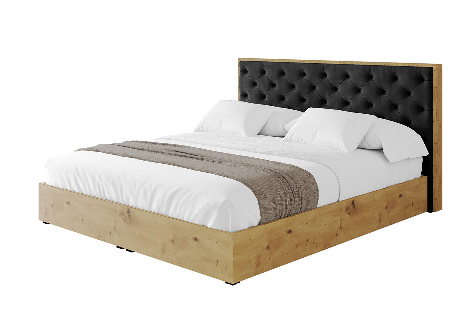 POLSTERBETT mit Bettkasten und Lattenrost, Bett mit Matratze H3/H4 - ENZO3 120x200 Schwarz - Schwarz, Holzwerkstoff/Textil (120/200cm) - ALTDECOR