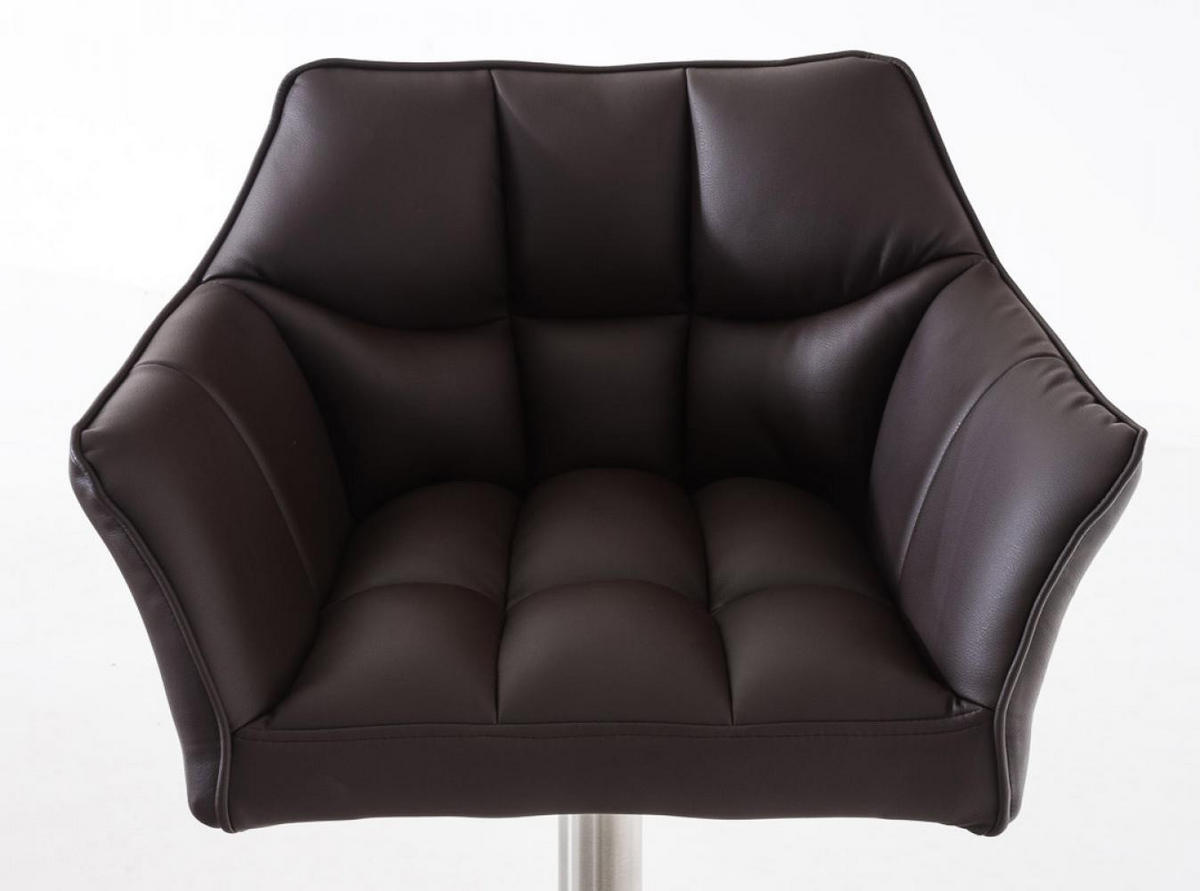 BARHOCKER 2er Set Lederlook Braun - Edelstahlfarben/Braun, Textil/Metall (64/88/45cm) - CLP