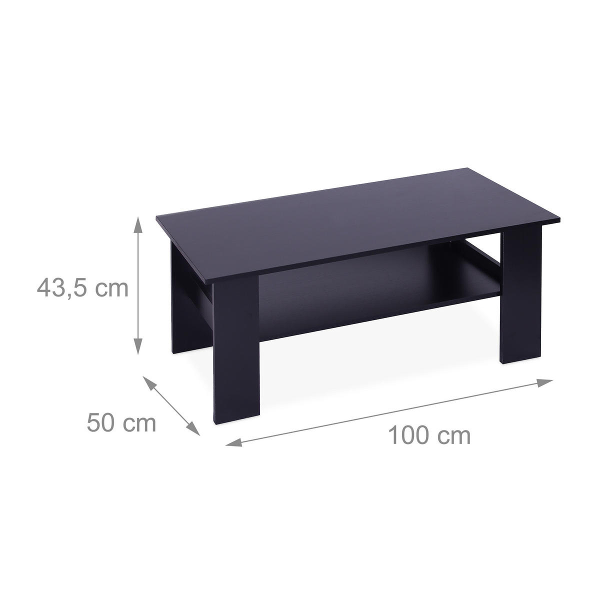 COUCHTISCH - Schwarz, Holzwerkstoff (50/100/43.5cm) - Relaxdays
