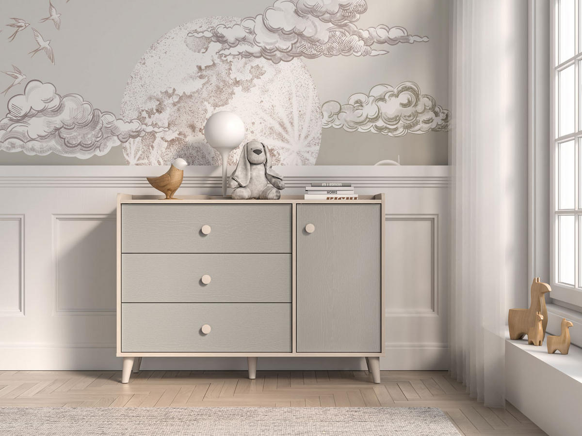 KOMMODE Mevel Wüstensand / Palladiumgrau 120 / 40 / 85cm - Grau, Holz/Holzwerkstoff (120/85/40cm) - Feldmann-Wohnen