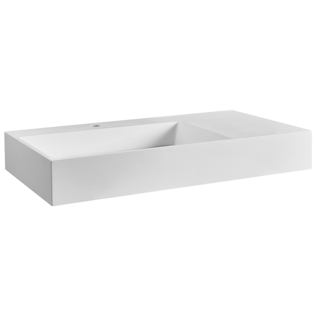 HÄNGEWASCHBECKEN Weiß 90/48 cm Mineralguss Cusco - Weiß, Naturmaterialien (90/13/48cm) - Beliani