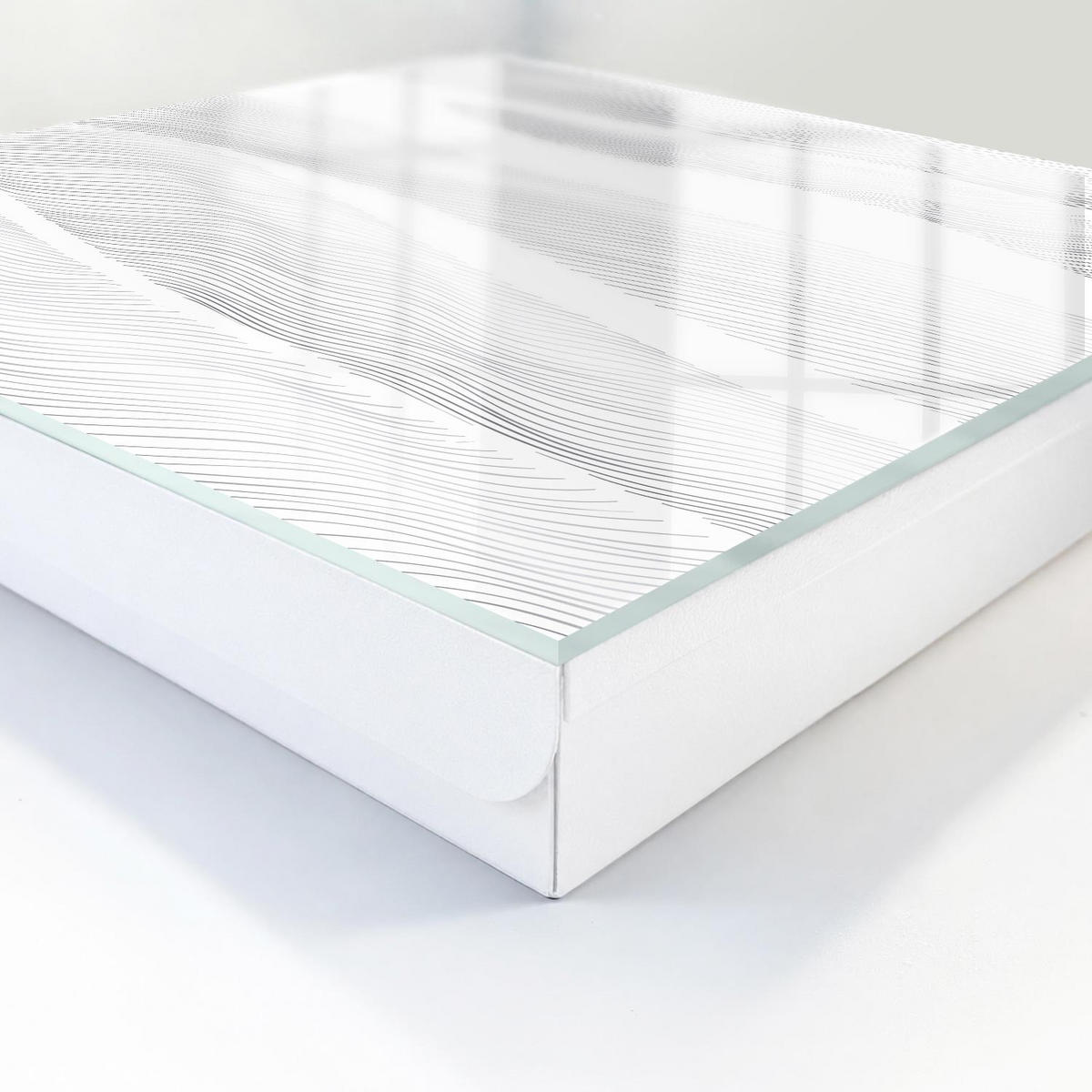 SCHLÜSSELBOX Weiß 30x30 cm – Türöffnung nach rechts - Linienwellen - Schwarz, Metall (30/30/5cm) - TULUP