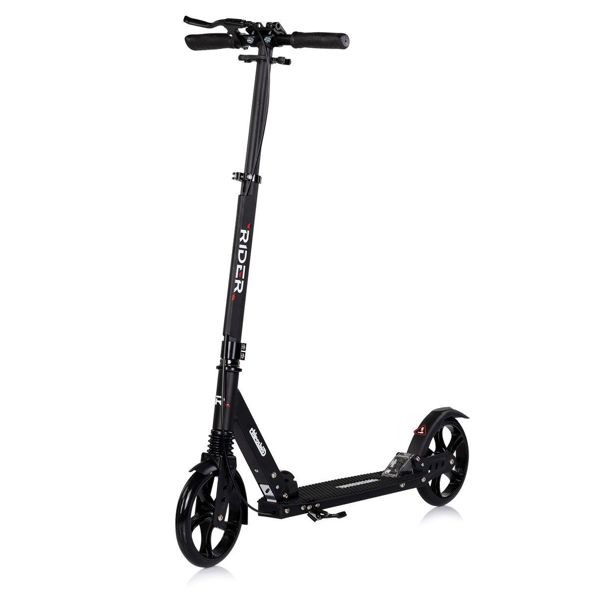 KINDERROLLER Rider PU-Räder schwarz klappbar Stoßdämpfer höhenverstellbar - Schwarz, Metall (95/12/100cm) - Chipolino