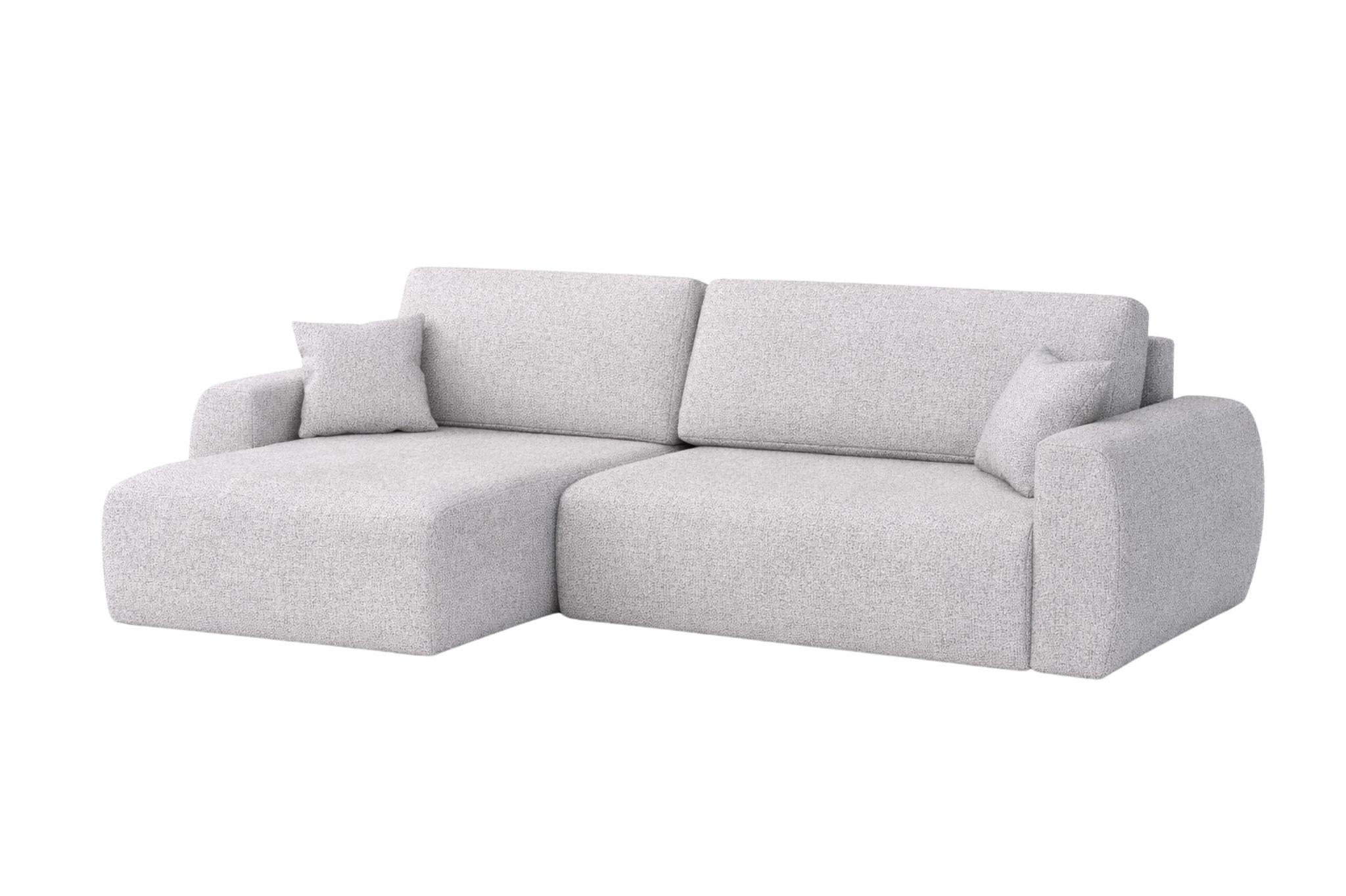 ECKSOFA Mit Schlaffunktion Ariel L, Chenille, Stoff Artico, Cement, Links - Hellgrau, Holz (250/142cm) - Kaiser Möbel