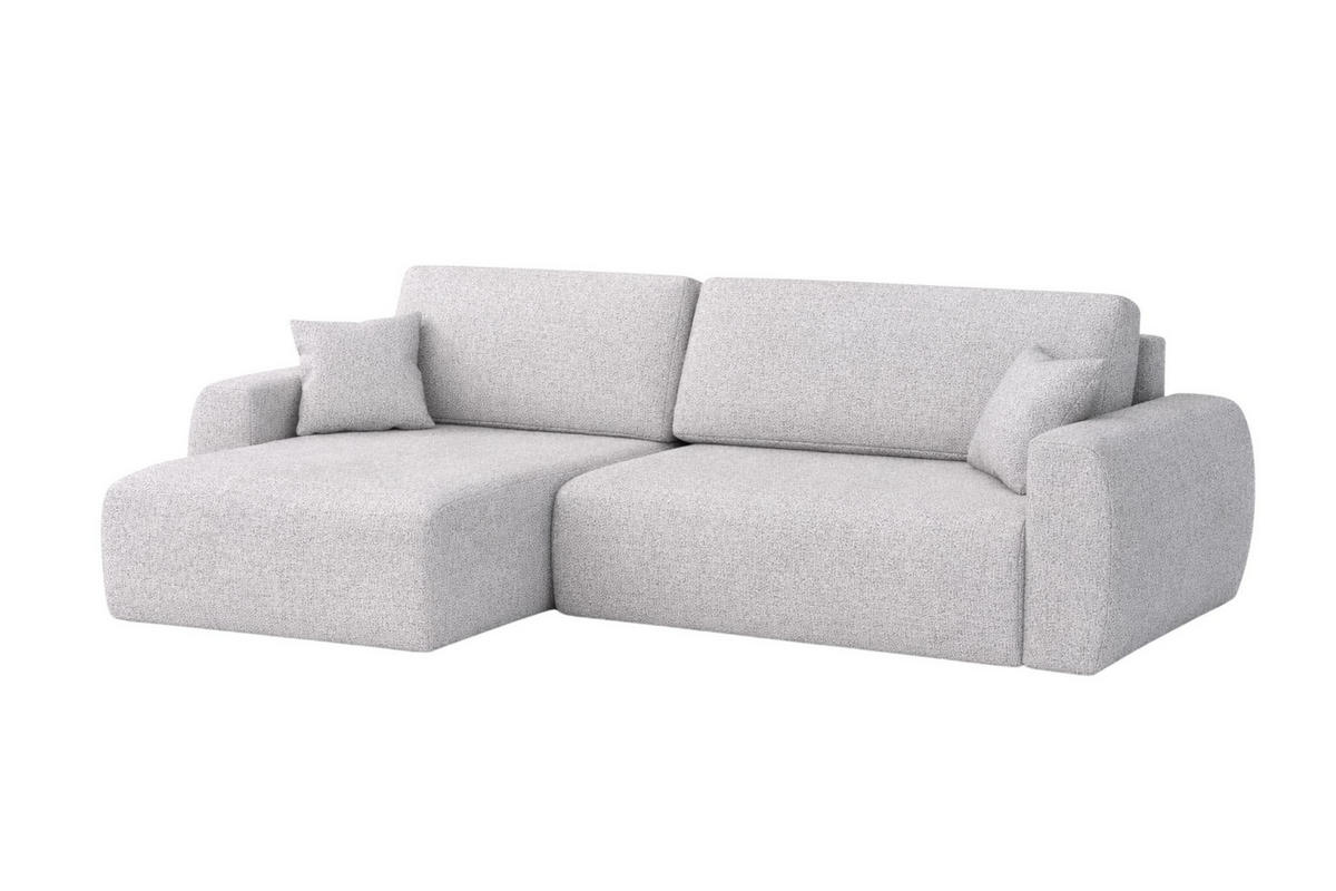 ECKSOFA Mit Schlaffunktion Ariel L, Chenille, Stoff Artico, Cement, Links - Hellgrau, Holz (250/142cm) - Kaiser Möbel