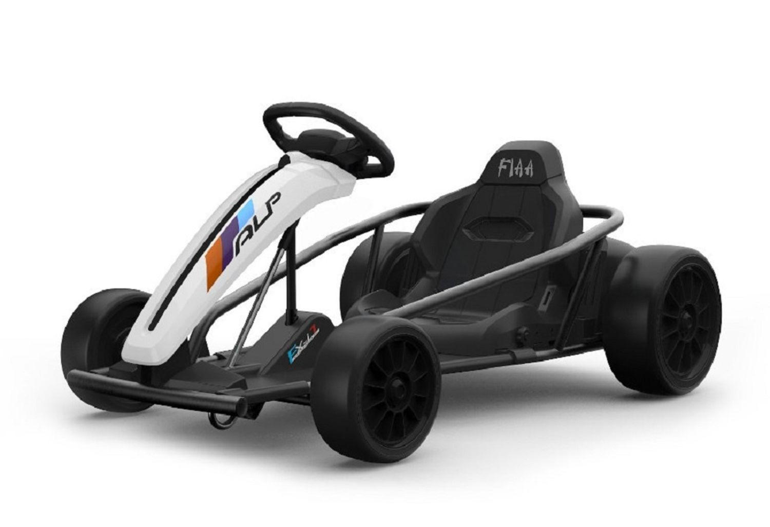 KINDER ELEKTRO-GOKART FXI1 Driftmodus, EVA-Reifen, Sicherheitsgurt, bis 10 km/h, Elektroantrieb - Schwarz, Kunststoff (110/77/54cm) - Es-Toys