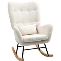 SCHAUKELSTUHL 69/92/100 cm cremeweiß aus Schaumstoff mit Lammfell-Optik - Creme, Textil (69/100/92cm) - OKWISH