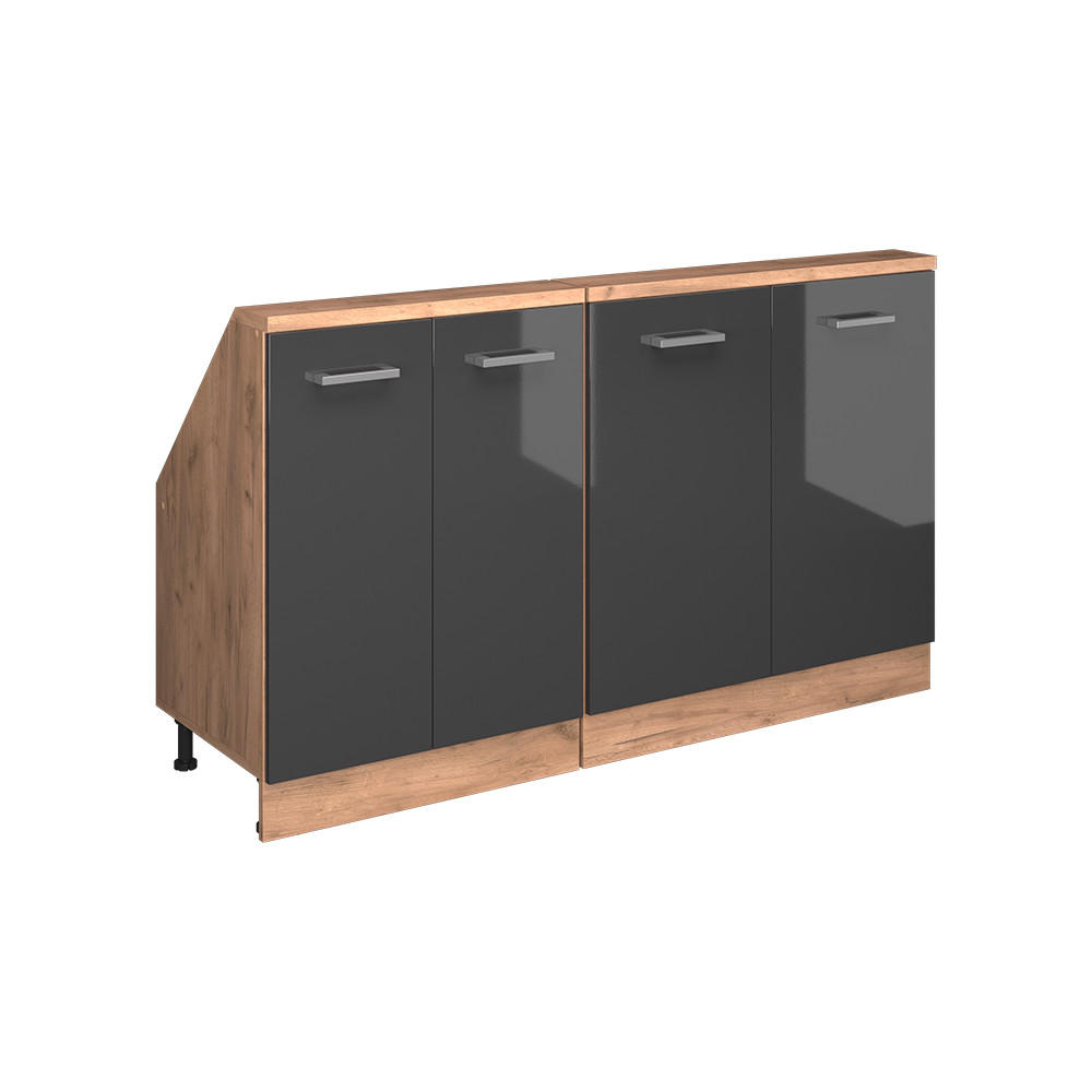 Vicco KUCHYŇSKÁ SKŘÍŇKA POD ŠIKMOU STŘECHU R-Line Antracitový vysoký lesk 140 cm Sada 2 kusů