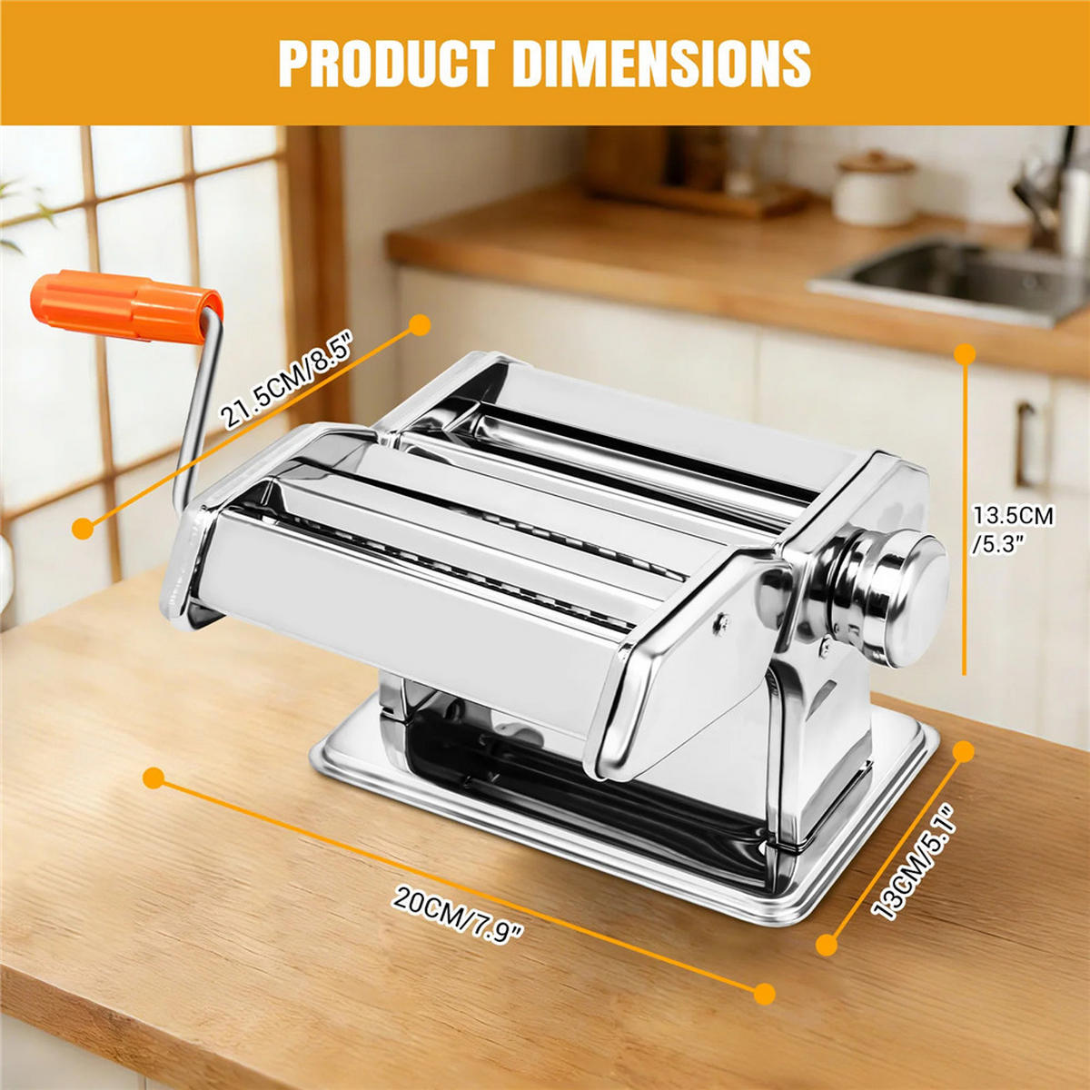 NUDELMASCHINE Edelstahl 9-Stufen Spaghetti Lasagne - Silberfarben, Metall (13/13.5/20cm) - Bextcok