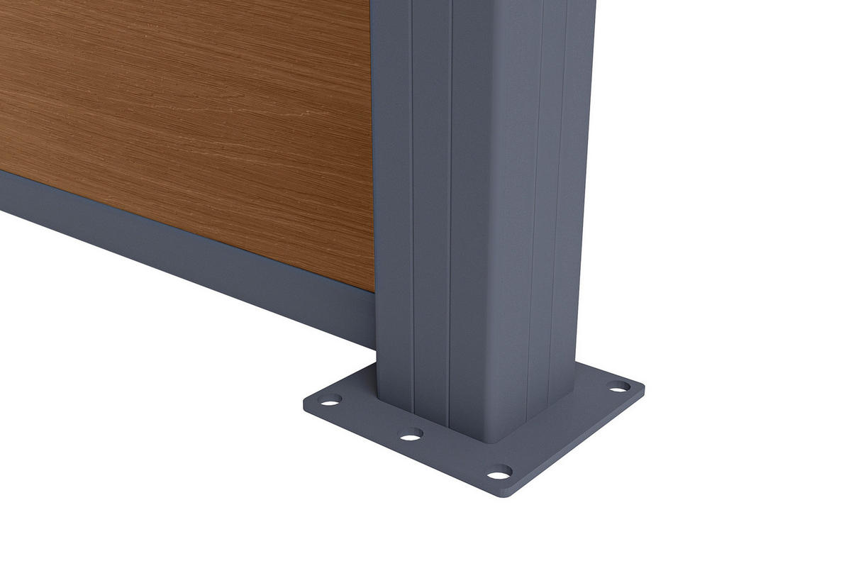 ERWEITERUNGSSET für Verbundzaun 2 m STOCKHORN, H. 150 cm, auf Teakholz-Sockel - Braun, Holzwerkstoff (200/150cm) - Casanoov