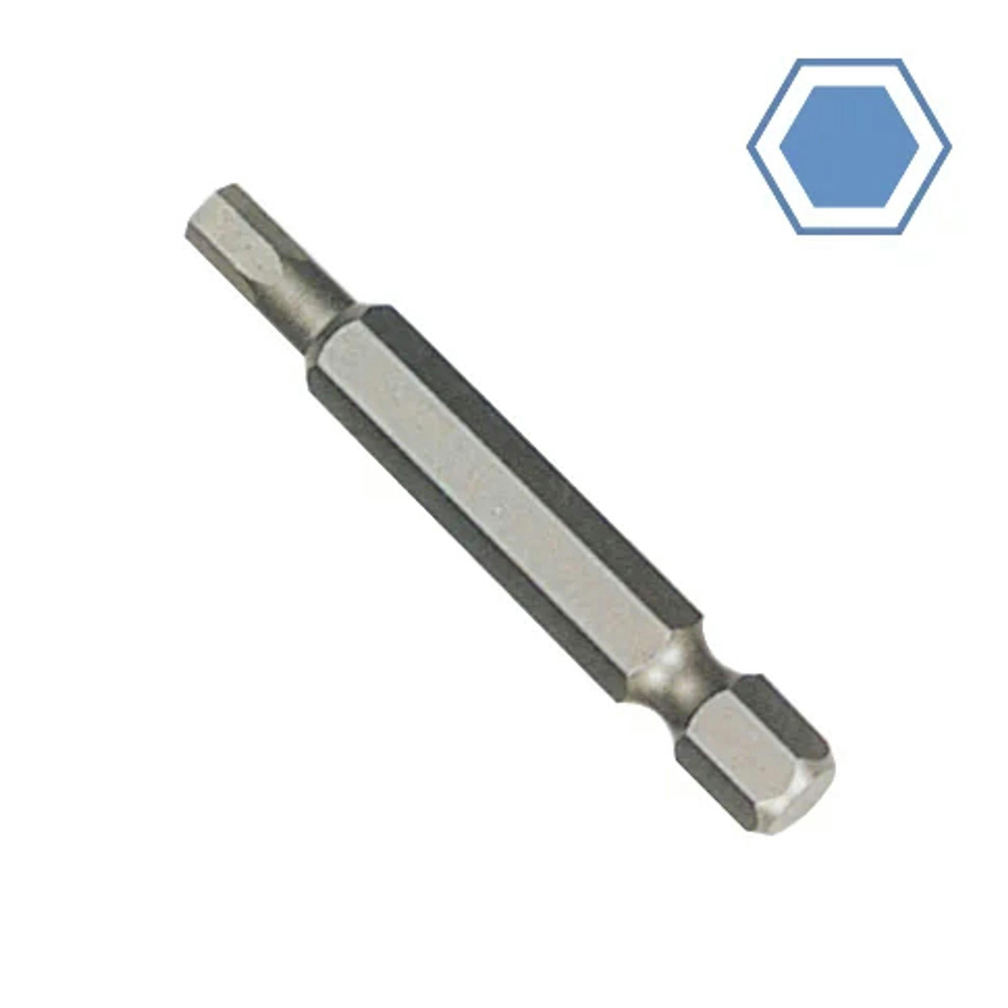 INNENSECHSKANT-BIT 2mm, 1/4 Zoll, 50mm, S2 Stahl - Silberfarben, Metall (5/2/1.5cm) - BONI-SHOP