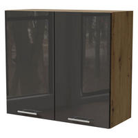 KÜCHENHÄNGESCHRANK Essen W3/80 Graphit Hochglanz / Eiche Artisan Matt 80 / 32,5 / 72cm - Graphitfarben/Eiche Artisan, Holz/Holzwerkstoff (80/72/32.5cm) - Feldmann-Wohnen