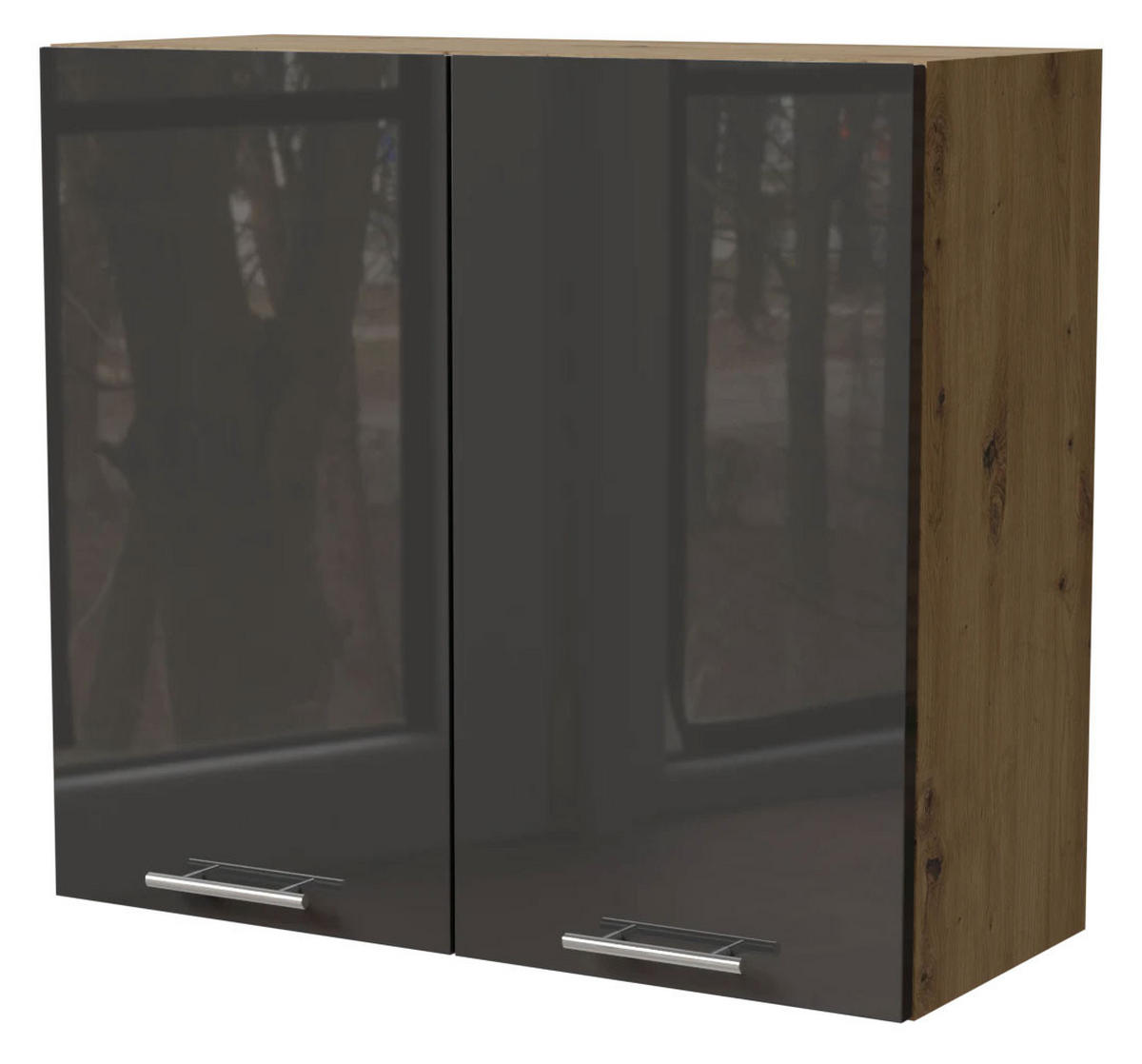 KÜCHENHÄNGESCHRANK Essen W3/80 Graphit Hochglanz / Eiche Artisan Matt 80 / 32,5 / 72cm - Graphitfarben/Eiche Artisan, Holz/Holzwerkstoff (80/72/32.5cm) - Feldmann-Wohnen