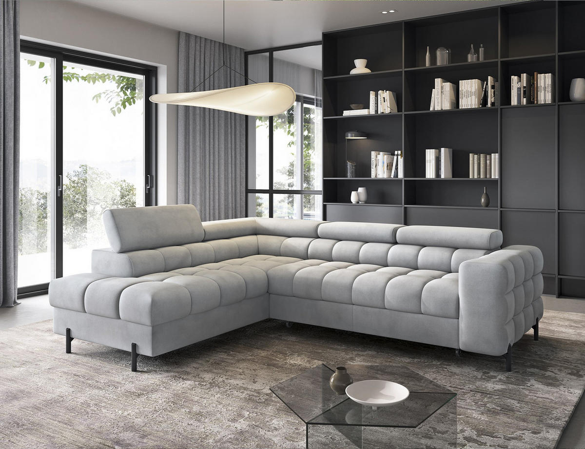 ECKSOFA Ferrucio L - Grau (Paros 05) - Grau, Holzwerkstoff (276/200cm) - Möblo