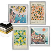 WANDBILDER 4er Set - 50x50 cm & 40x60 cm Silberner Rahmen - Zitrusfrüchte der italienischen Tropen - Silberfarben, Kunststoff (50/50cm) - ArtPrintCave