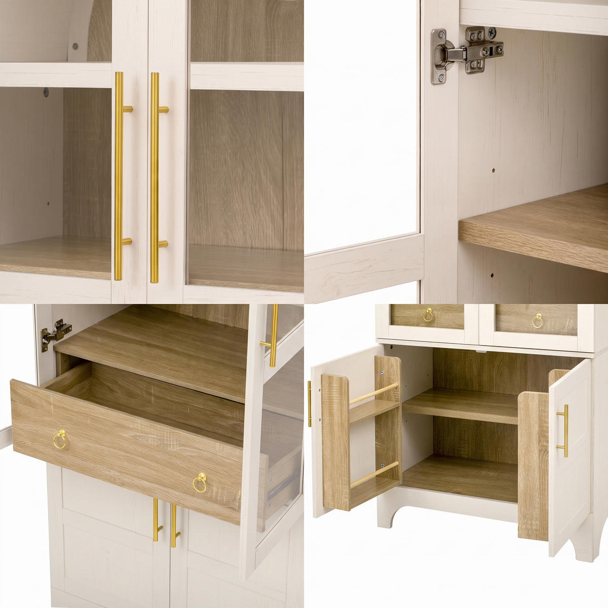 HIGHBOARD mit Riffelglas & Schubladen 180cm - Weiß, Holzwerkstoff (76/180/40cm) - Urban Meuble