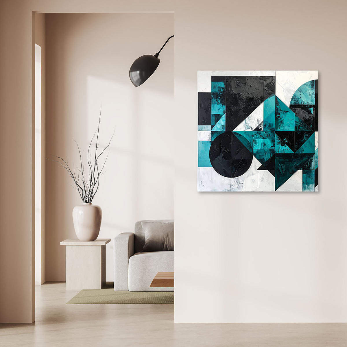 LEINWANDBILD 3D und geometrisch 60x60cm - Türkis, Textil (60/60cm) - Feeby