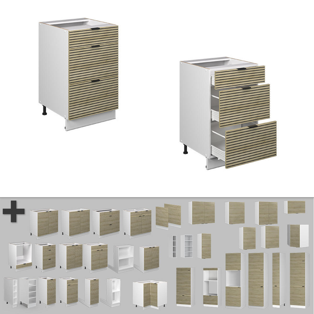 KUCHYŇSKÉ SKŘÍŇKY Fame-Line Dubový panel - bílá/barva dubu, kompozitní dřevo (50/82/60cm) - Vicco