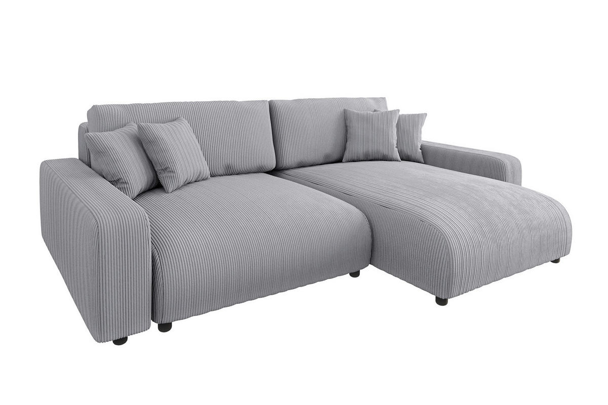 ECKSOFA Emma Hellgrau Cord - Ottomane rechts - Hellgrau, Textil (234/170cm) - S-Style Möbel