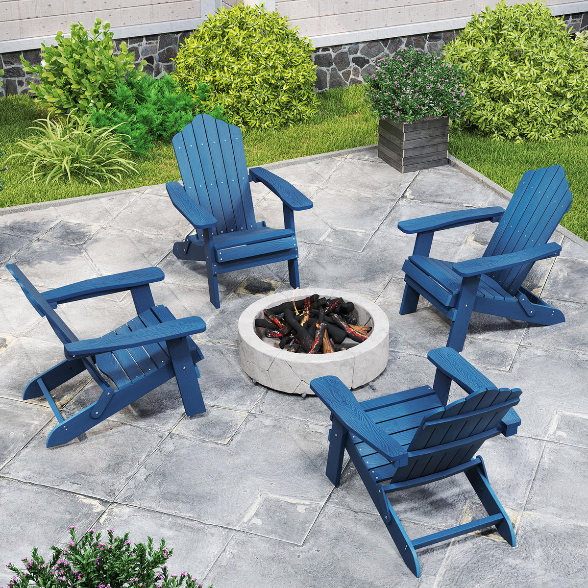 KLAPPSTUHL Marineblau - Dunkelblau, Metall (78/81/92cm) - COSTWAY