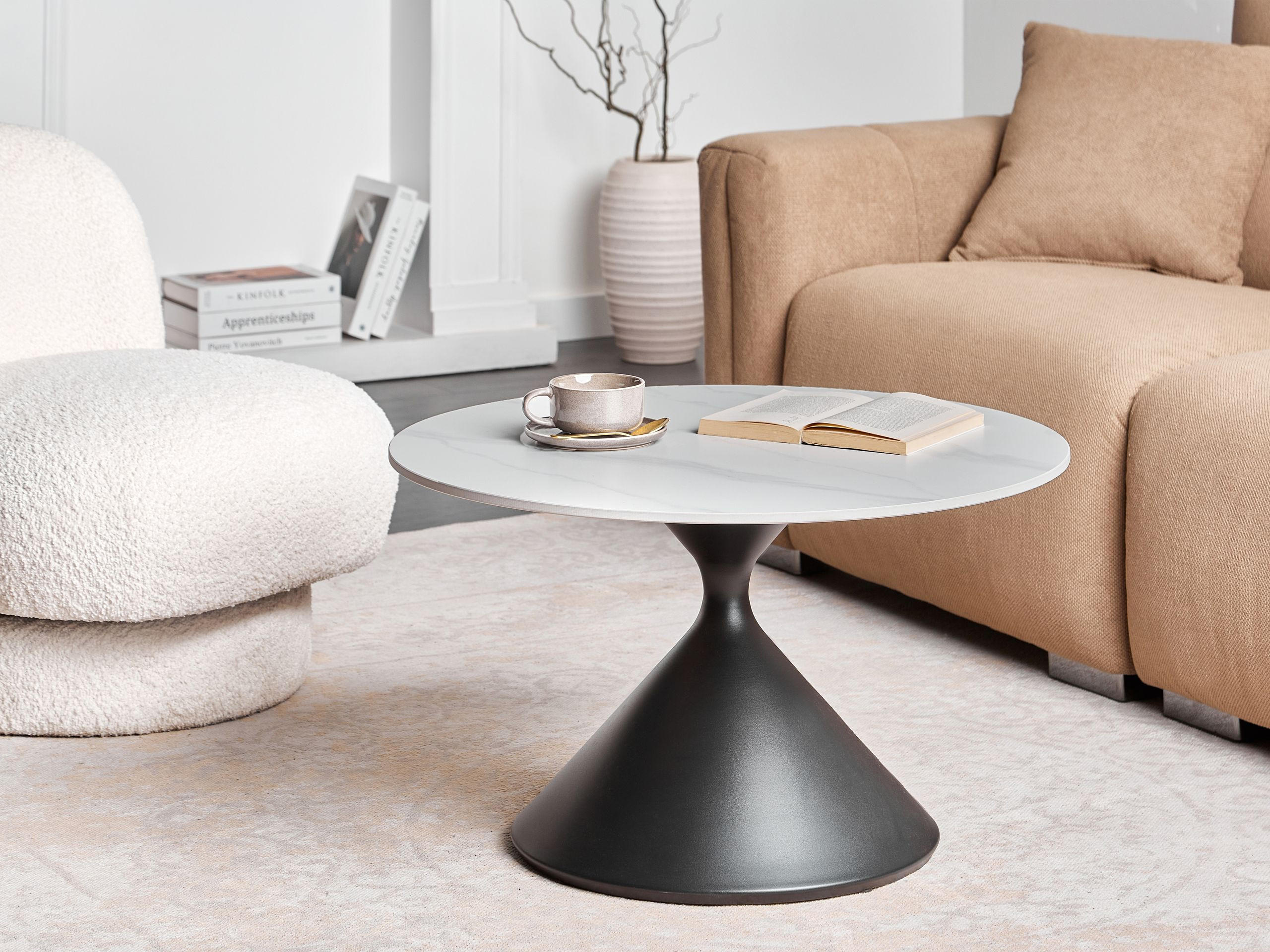 COUCHTISCH Schwarz/Weiß Haiwee - Schwarz/Weiß, Stein (72/72/42cm) - Beliani