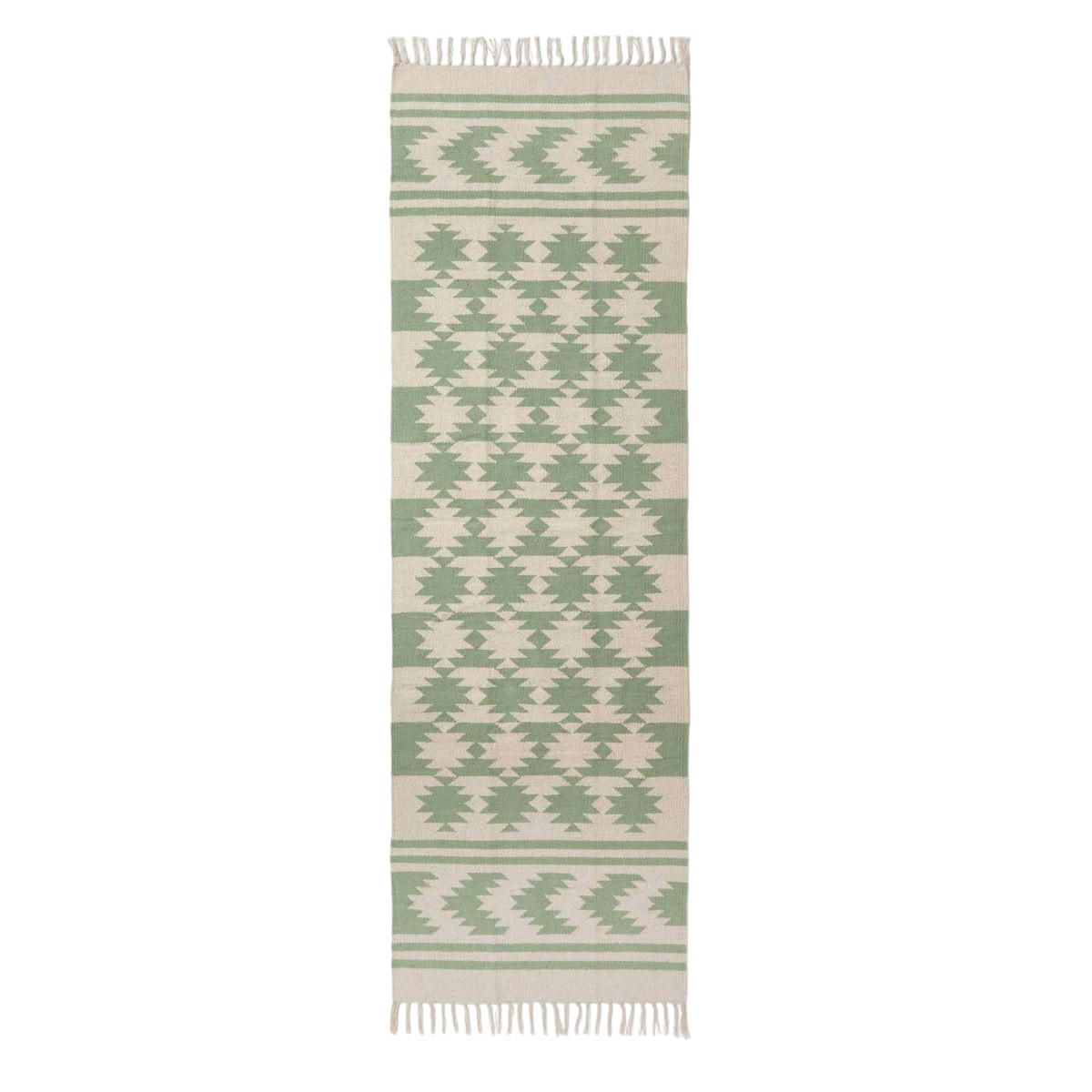 KELIM-TEPPICHLÄUFER Turin 66/200 cm - Grün, Textil (66/200cm) - Homescapes