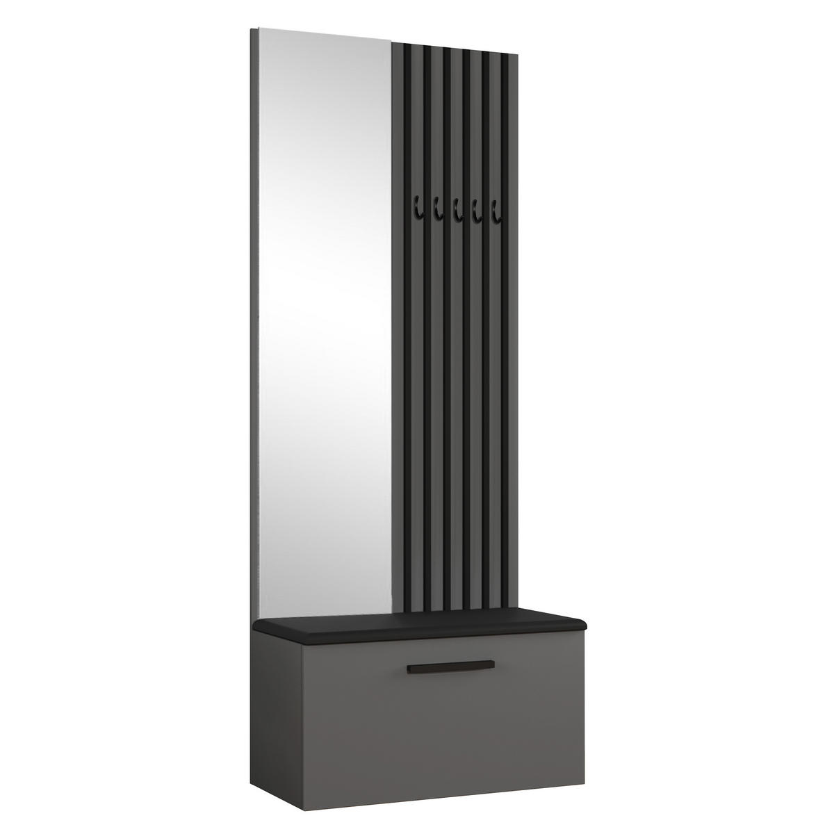 GARDEROBENSCHRANK MODULO 161,2/204/40 cm Modern Garderobe-Set Grau - Schwarz/Grau, Holzwerkstoff (161.2/204/40cm) - MASSENO