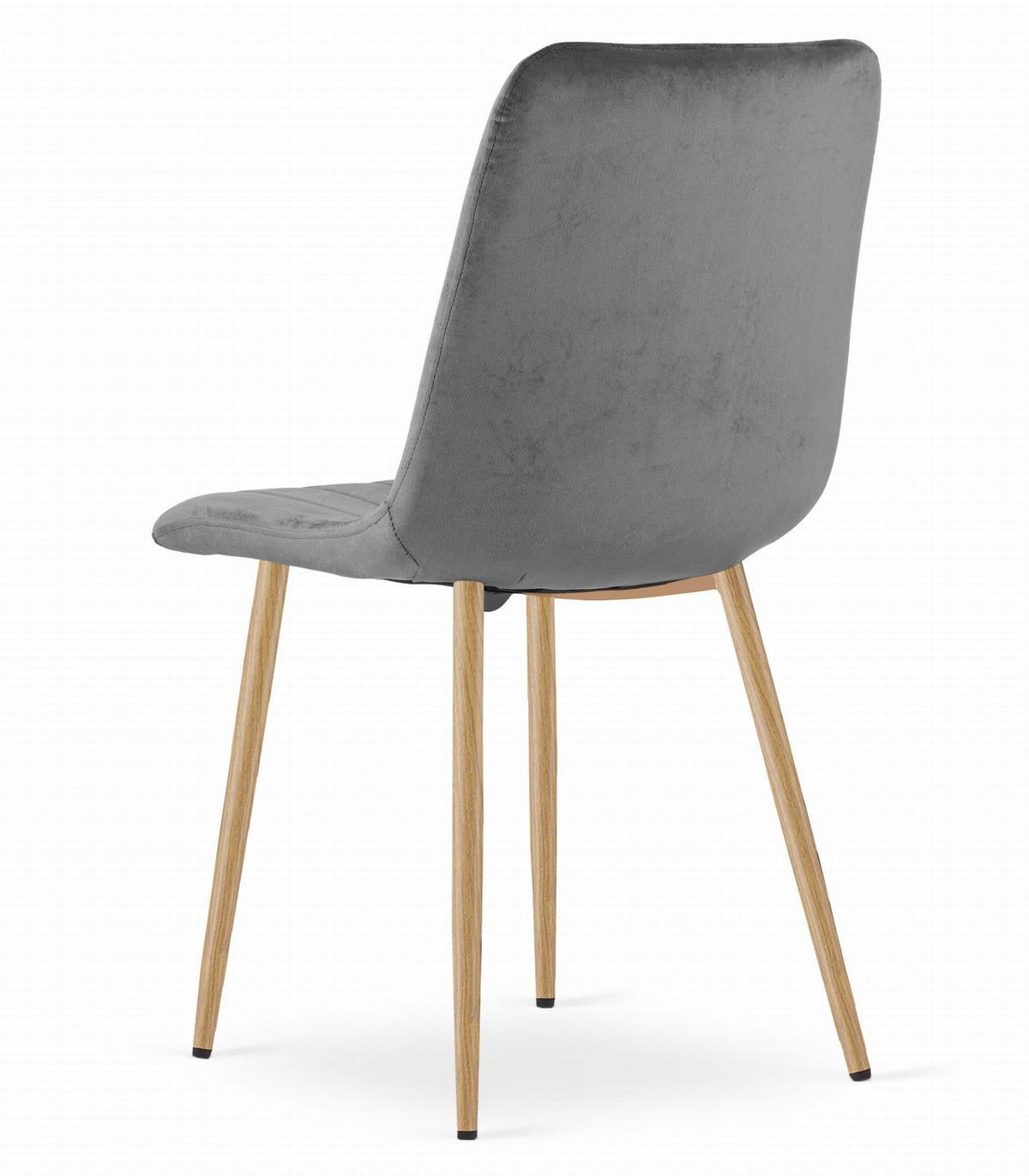 ESSZIMMERSTUHL 4er Set Dunkelgrauer Velours, gepolsterte Sitzfläche, Metallfüße in Holzoptik, Modernes Design - Grau, Textil (46/89/40cm) - Best For Home