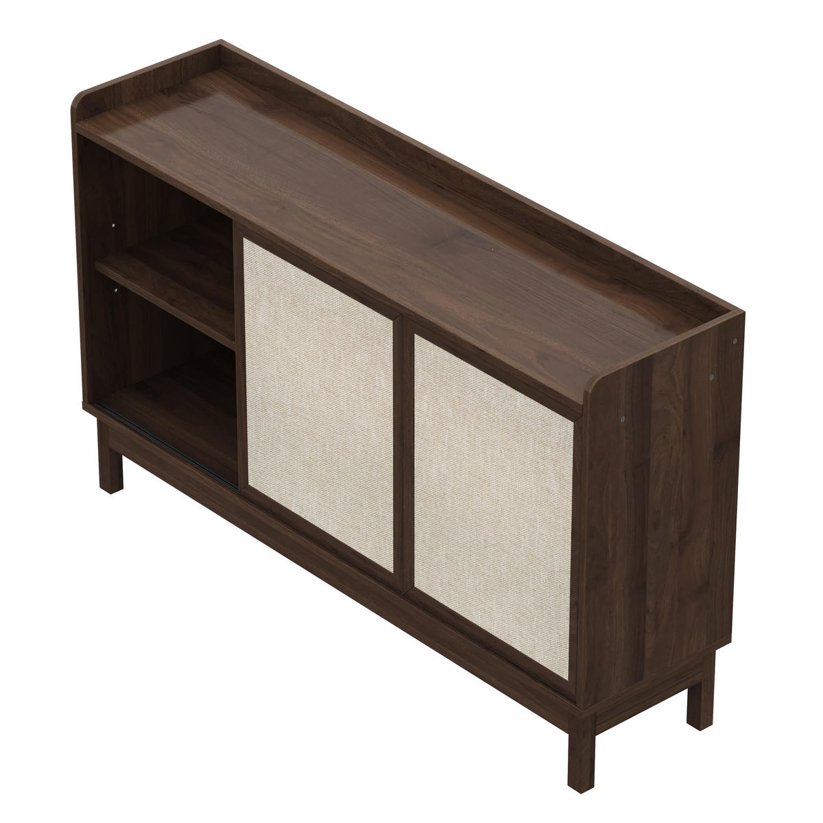SIDEBOARD Naturfarbe mit Schiebetüren 150×39,5×80 cm aus Spanplatte - Nussbaumfarben, Holzwerkstoff (150/80/39.5cm) - Luhomfu